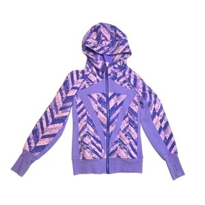 ivivva by Lululemon Girls Zip Hoodie Size 10 Purple Geometric Athletic Jacket